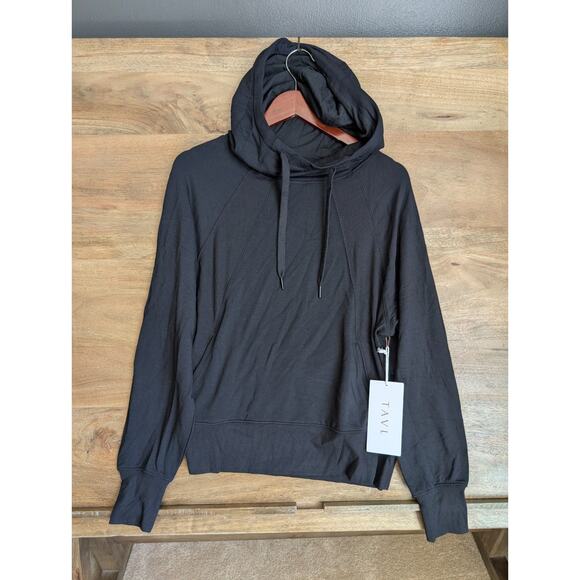 Tavi Ebony Cozy Paneled Hoodie Womens Small Black Fleece Lined Drawstring NWT - Picture 1 of 5